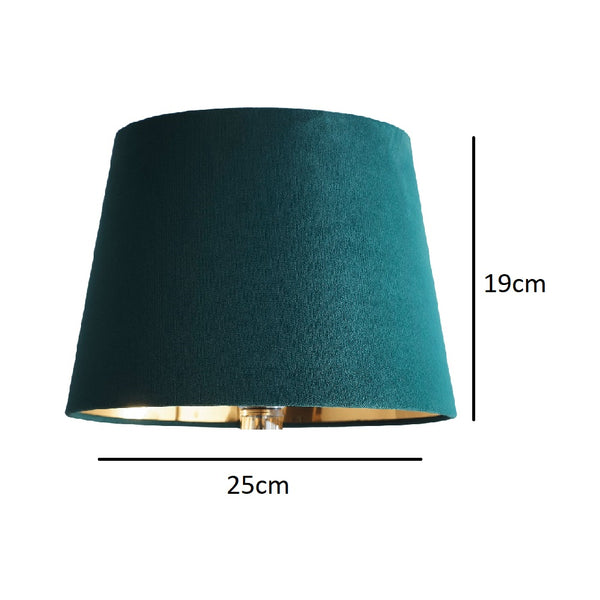 Green Velvet and Gold Inner Modern Easy Fit Tapered Drum Lampshade 25c ...