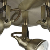 Antique Brass Vintage 3 Lamp Adjustable Head Round Plate Spot Light 300mm