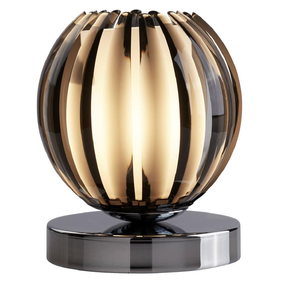Polished Chrome Modern Touch Table Lamp with Smoked & Frosted Shade 14cm