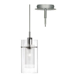 Polished Chrome & Double Clear Opal Glass Cylinder Pendant Light 13cm