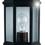 Black Outdoor Single Lamp Traditional Flush Lantern Wall Light IP44