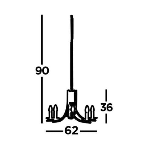 Polished Chrome 5 Lamp Twist Arms Pendant Light with Clear Glass Sconces 620mm