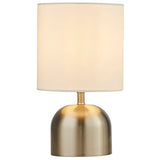 Satin Chrome & White Fabric Shade Vintage Touch Table Lamp 29cm