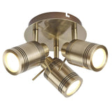 Antique Brass Bathroom Vintage 3 Lamp Round Plate Ceiling Spotlight IP44