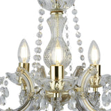 Polished Brass 5 Lamp Crystal Chandelier Pendant Light 480mm
