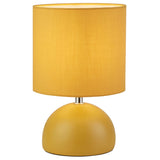 Ochre Yellow Ceramic & Cotton Drum Shade Vintage Table Desk Lamp 26cm