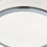 Satin Chrome Bathroom Modern Round Flush Light with Glass Shade 280mm