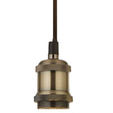 Britalia BR7461AB Antique Brass Vintage Fabric Round Cable Flex Suspension Ceiling Rose Pendant 