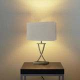 Antique Brass & White Shade Table Light