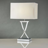 Chrome & White Crossed Arm Stem Table Light