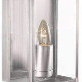 Satin Chrome Outdoor Vintage Rectangle Flush Lantern Wall Light with Clear Glass IP44