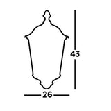 Black Outdoor Traditional Half Lantern Flush Wall Light with Clear Glass 430mm