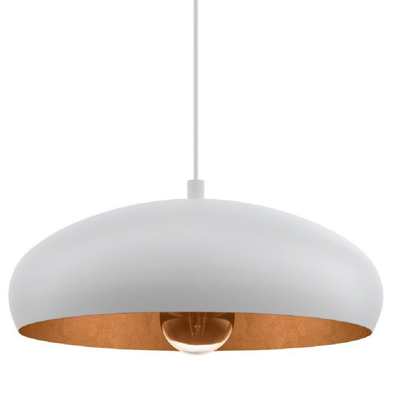 Matt White & Copper Inner Vintage Round Dome Ceiling Pendant