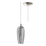 Britalia BR96343 LED Satin Nickel & Smoked Glass Modern Single Lamp Pendant Light