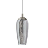 LED Satin Nickel & Smoked Glass Modern Single Lamp Pendant Light 1100mm