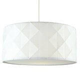 White Cotton Faceted Geometric Retro Easy Fit Drum Pendant Shade with Diffuser