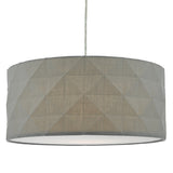 Grey Cotton Faceted Geometric Retro Easy Fit Drum Pendant Shade with Diffuser 40cm