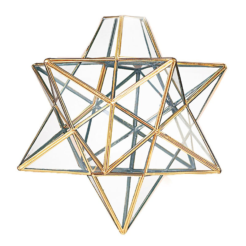 Antique Brass & Glass Vintage Easy Fit Star Pendant Shade 30cm