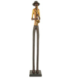 Brown & Yellow Resin Standing Jazz Saxophonist Musician Sculpture Figurine 60cm