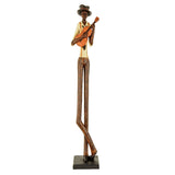 Britalia BR0266 Brown & Cream Resin Standing Jazz Guitarist Musician Sculpture Figurine 60cm