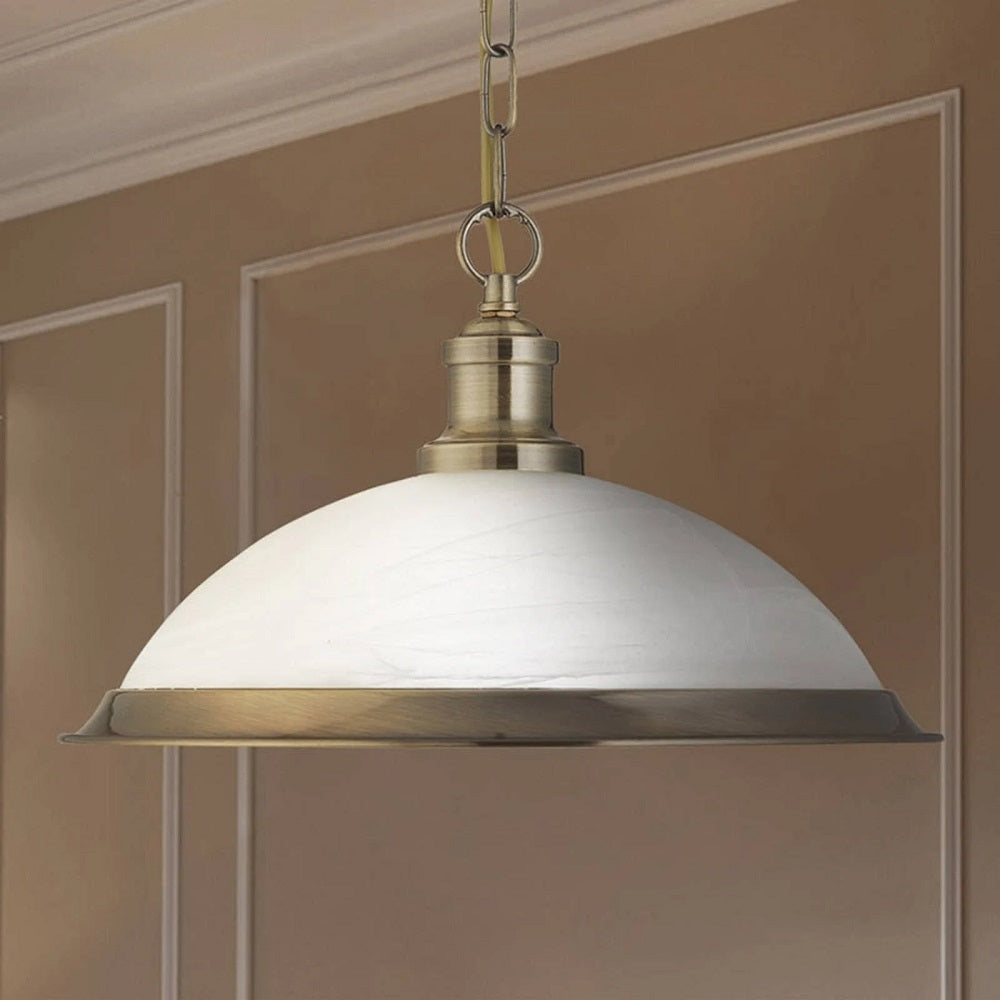 Brass & White Glass Bistro Vintage Pendant Light