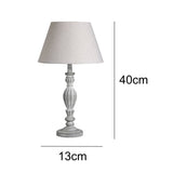 Grey Wood Lathe Turned Shabby Chic Table Lamp