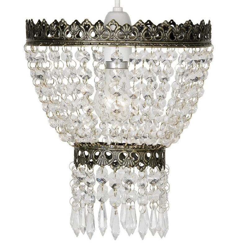 Antique Brass & Bead Easy Fit Pendant Shade 21cm