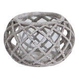 Stone Textured Ceramic Lattice Round Hurricane Lantern Tealight Holder