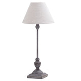 Britalia BR21285 Grey Washed Wood Vintage Rustic Candlestick Table Lamp with Linen Shade 59cm