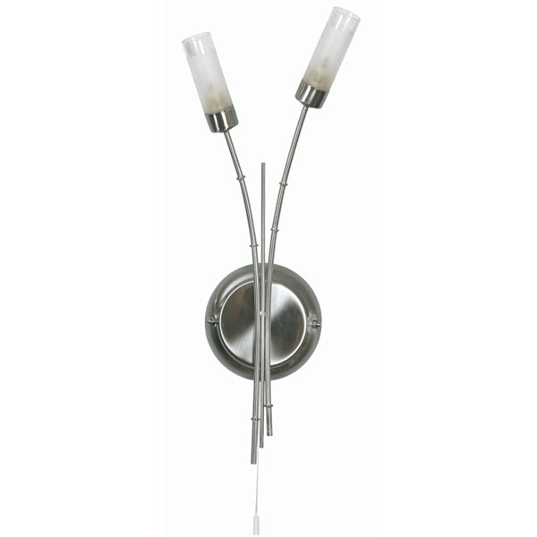Antique Chrome & Cylinder Glass 2 Lamp Switched Wall Light