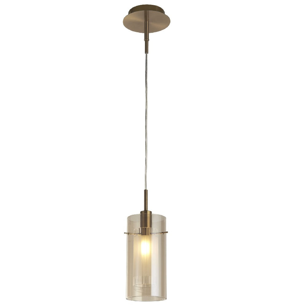 Bronze Amber Glass Tubular Pendant