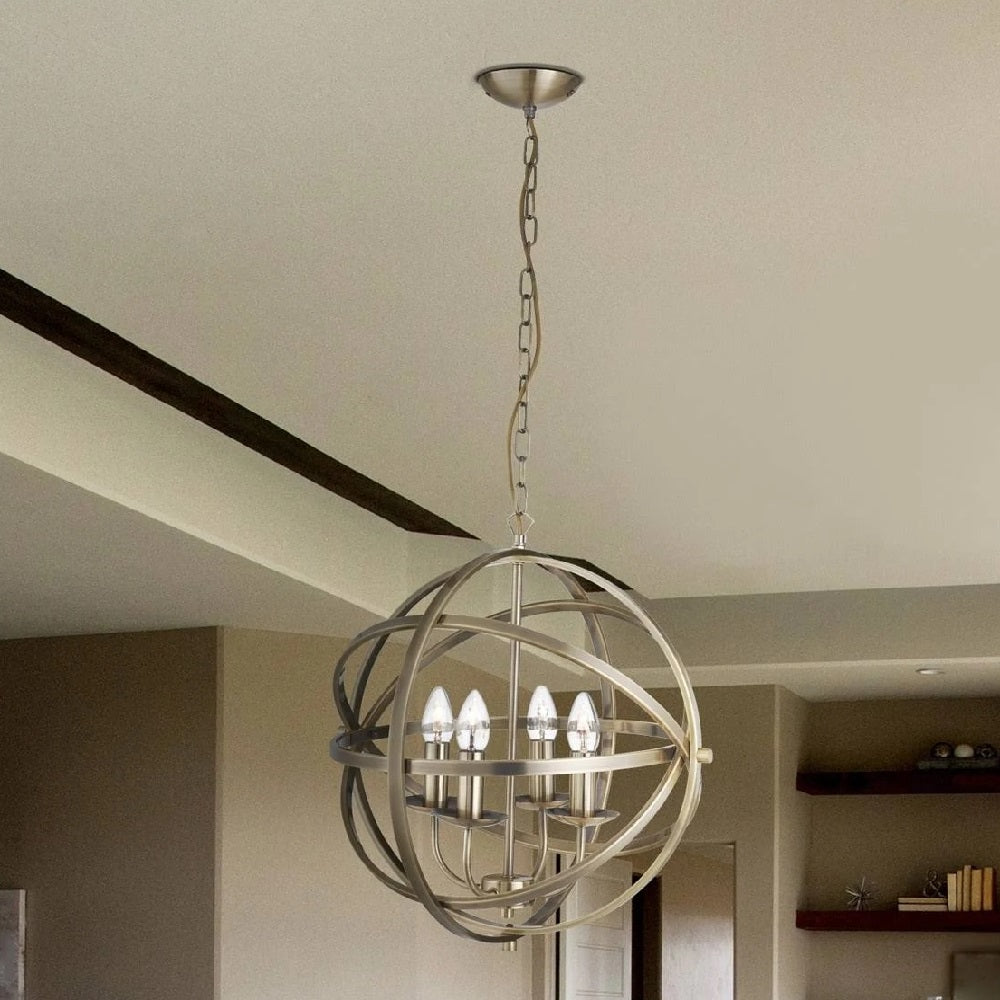 Large Round Vintage Banded Pendant Light 45cm