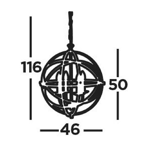 Antique Brass Traditional Metal Band Sphere Pendant