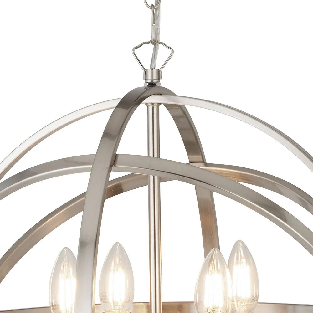 Retro Satin Chrome Round Orbit Sphere Pendant
