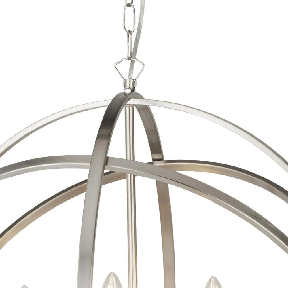 Retro Satin Chrome Round Orbit Sphere Pendant