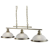 Antique Brass 3 Lamp Bar Pendant Light with Acid Glass Shades 1000mm