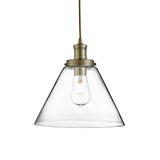 Antique Brass & Funnel Glass Vintage Pendant Lighting
