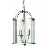 Antique Chrome & Glass Panel Vintage Lantern Pendant Light 23cm