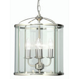 Antique Chrome & Glass Panel 4 Lamp Vintage Lantern Pendant Light 32cm