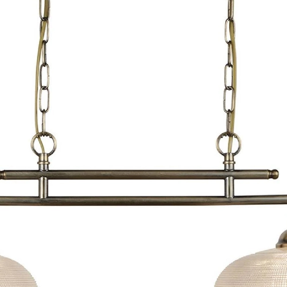 Antique Brass & Clear Domed Glass Pendant Light Fitting