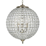 Antique Brass & Faceted Crystal Vintage Round Globe Pendant 45m