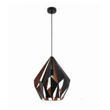 Eglo 49997 Carlton Black & Copper Vintage Geometric Pendant 205mm