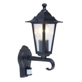Black Outdoor Vintage Coach Up Lantern Wall Light with PIR