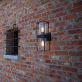 Lutec Matt Black Outdoor Vintage Rectangular Wall Light