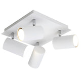 White Modern 4 Lamp Square Plate Cylindrical Head Spot Light