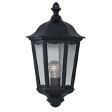 Black Outdoor Traditional Half Lantern Flush Wall Light with Clear Glass 430mm
