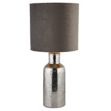Chrome Distressed Hammered Urn Vase Table Lamp with Grey Suede Drum Shade 640mm