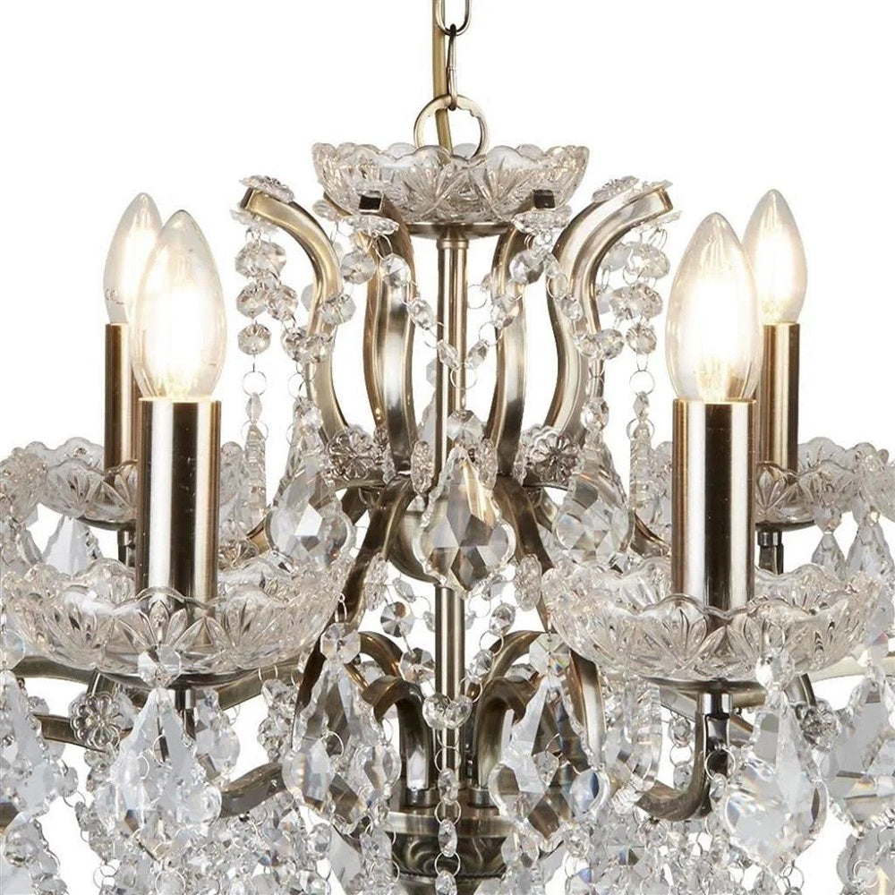 Brass & Crystal Vintage Large Chandelier