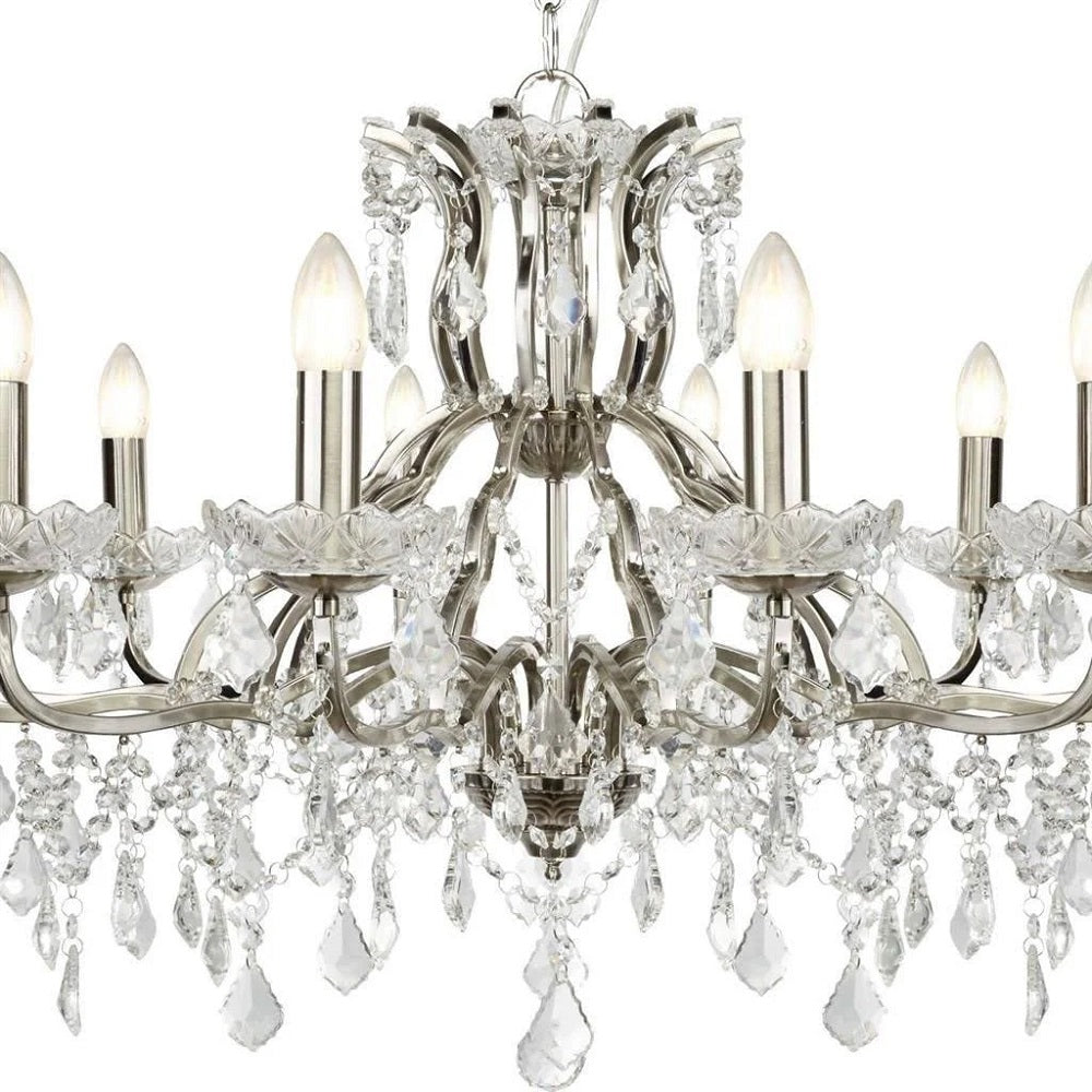 Aged Brass & Crystal Glass 6 Lamp Traditional Pendant Lighting