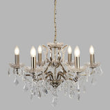 Antique Brass & Crystal Glass Jewels Chandelier Lighting